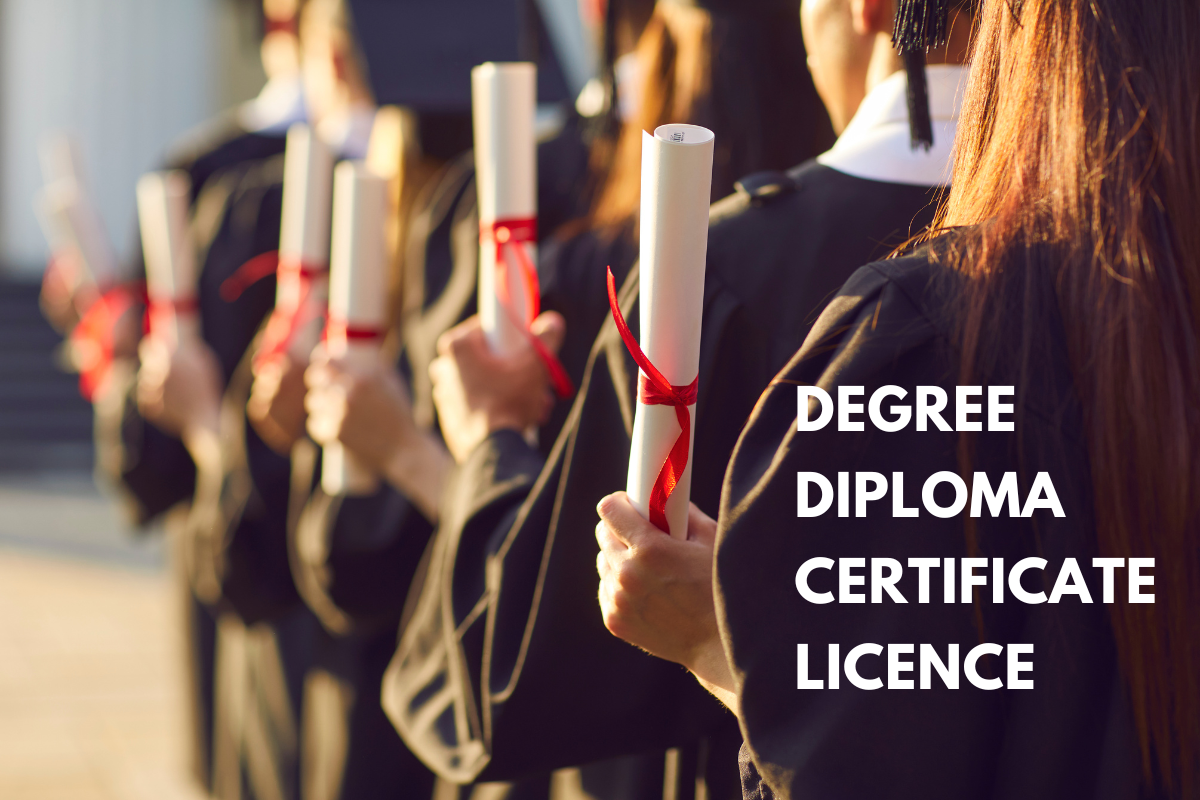 Phân biệt Degree, Diploma, Certificate và Licence